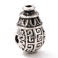 Tibetan Style Alloy 3 Hole Guru Beads, T-Drilled Beads, Teardrop, Antique Silver, 8x6mm, Hole: 5.5mm and 1.6mm(FIND-A031-03AS)