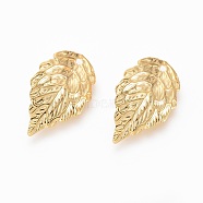 304 Stainless Steel Pendants, Textured Leaf, Real 18k Gold Plated, 17x10x1mm, Hole: 1mm(STAS-F231-050G)