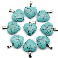 Synthetic Turquoise Pendant, Heart-Shaped, 20mm(PW-WG99078-19)