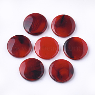 Acrylic Beads, Imitation Gemstone, Flat Round, Red, 21x5mm, Hole: 1.5mm, about 312pcs/500g(OACR-S016-09B)