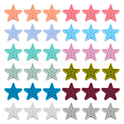 Pandahall 48Pcs 12 Colors Star Silicone Beads, Chewing Beads For Teethers, DIY Nursing Necklaces Making, Mixed Color, 29x30x8mm, Hole: 2mm, 4pcs/color(SIL-TA0001-56)