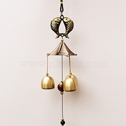 Alloy Wind Chimes, Pendant Decorations, with Bell Charms, Fish, 460mm(WICH-PW0001-10B)