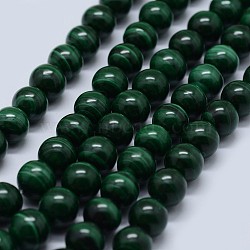 Natural Malachite Beads Strands, Grade A, Round, 6mm, Hole: 0.7mm, about 63pcs/strand, 15.5 inch(39.5cm)(G-F571-27A2-6mm)