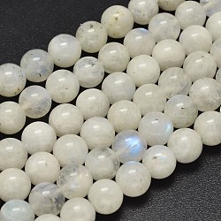 Round Grade A Natural Rainbow Moonstone Bead Strands, 8.5mm, Hole: 1mm, about 42pcs/strand, 15.5 inch(G-M304-06-8.5mm)