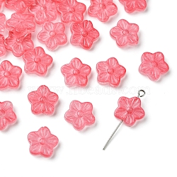 30Pcs Baking Paint Glass Beads, Flower, Pale Violet Red, 12.5x13x4.5mm, Hole: 1.2mm(GLAA-FS0001-97B)
