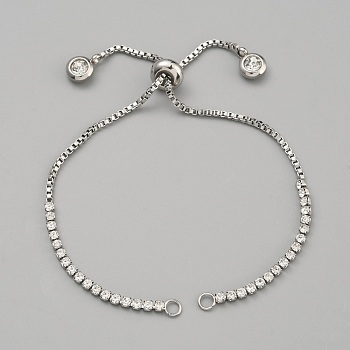 Adjustable Stainless Steel & Clear Glass Slider Bracelet Making, Stainless Steel Color, 17-3/8 inch(44cm)