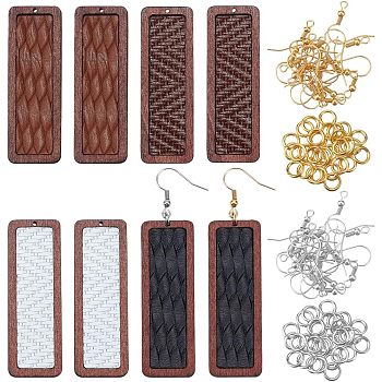 DIY Rectangle Dangle Earring Making Kit, Including Cowhide Leather Pendants with Wood, Brass Earring Hooks, Mixed Color, 108Pcs/box