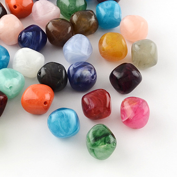 Bicone Imitation Gemstone Acrylic Beads, Mixed Color, 18x19x17mm, Hole: 2mm, about 170pcs/500g