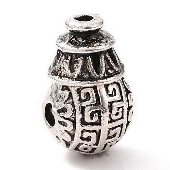 Tibetan Style Alloy 3 Hole Guru Beads, T-Drilled Beads, Teardrop, Antique Silver, 8x6mm, Hole: 5.5mm and 1.6mm