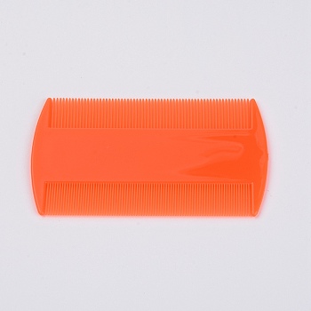 Plastic Double Side Comb, Pet Supplies, Rectangle, Orange Red, 87.5x51x2.5mm