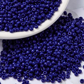 MIYUKI Round Rocailles Beads, Japanese Seed Beads, (RR414) Opaque Cobalt, 8/0, 3mm, Hole: 1mm about 422~455pcs/bottle, 10g/bottle