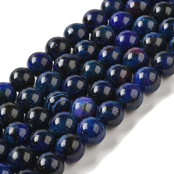 Natural Agate Beads Strands, Dyed & Heated, Round, Prussian Blue, 10mm, Hole: 1.2mm, about 38pcs/strand, 14.96''(38cm)