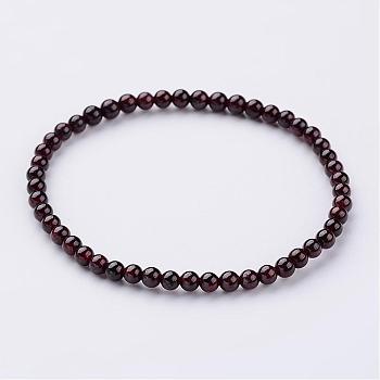 Natural Garnet Beaded Stretch Bracelets, with Elastic Fibre Wire, 2-1/4 inch(55mm)