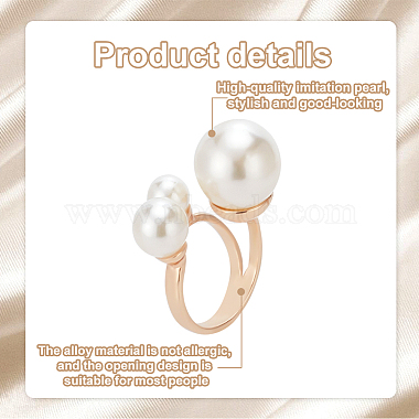 4Pcs 4 Styles Plastic Imitation Pearl Beaded Open Cuff Ring(RJEW-AN0001-18)-3