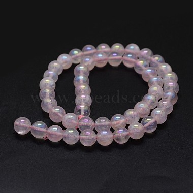 Perles électrolytique rose naturel de quartz brins(G-K285-06-8mm)-2