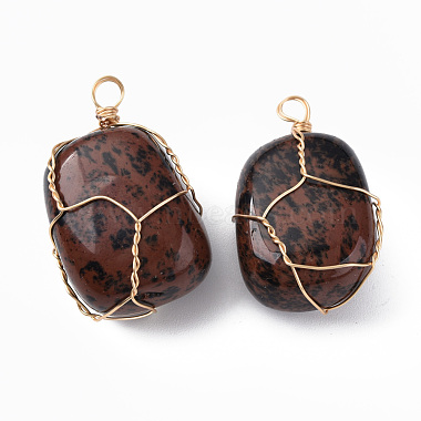 Natural Mahogany Obsidian Pendants(G-N332-50-13)-2