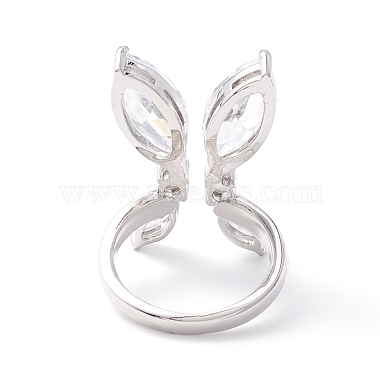 Butterfly Clear Cubic Zirconia Cuff Ring(RJEW-D117-01P)-3
