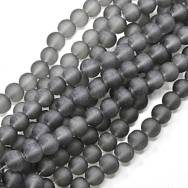 10mm Gray Round Glass Beads