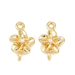 Brass with ABS Plastic Imitation Pearl Connector Charms, Flower Links, Cadmium Free & Lead Free, Long-Lasting Plated, Rack Plating, White, Real 18K Gold Plated, 14.5x9x3mm, Hole: 1.5mm and 1.4mm(KK-Z151-01G-02)