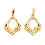 304 Stainless Steel Pendants, Rhombus Charm, Golden, 26.5x21x3mm, Hole: 6.5x3.5mm(STAS-P438-14G)