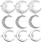 60Pcs 3 Styles Tibetan Style Alloy 2-Loop Connector Charms, Moon Shape Links, Antique Silver, 28.5~41x27.5~33x1.5~2.5mm, Hole: 1~2.6mm, 20pcs/style(FIND-SC0007-55)