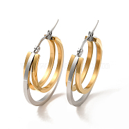 Two Tone 304 Stainless Steel Triple Circle Hoop Earrings for Women, Golden & Stainless Steel Color, 33x32x6mm, Pin: 1x0.6mm(EJEW-I272-01GP)