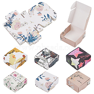 36Pcs 6 Styles Square Paper Gift Boxes, Folding Box for Gift Wrapping, Floral & Butterfly & Star Pattern, Mixed Patterns, 5.6x5.6x2.55cm, 6pcs/style(CON-BC0007-05)