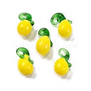 Fruit Food Glass Pendant, Lemon, 19x10~12x9mm, Hole: 3.5mm(RESI-U001-03A)