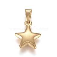 304 Stainless Steel Charms, Star, Golden, 18x14.8x4.1mm, Hole: 3x6.8mm(X-STAS-I127-067G-02)