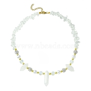 Natural Quartz Crystal Bullet & Synthetic Moonstone Beaded Necklaces, 16.06 inch(40.8cm)(NJEW-JN04406-02)