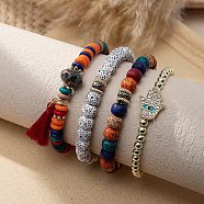 Bohemian Glass Beaded Stretch Bracelet Sets, Stackable Bracelets for Women(QN1212-7)