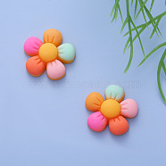 Opaque Resin Cabochons, Rainbow Color Flower, Colorful, 20mm(WG23028-01)