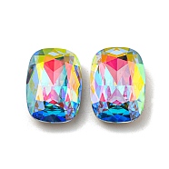 Glass Rhinestone Cabochons, Point Back & Back Plated, Faceted, Rectangle, Aquamarine AB, 18x13x7mm(RGLA-M017-E03-202ST)