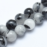 Natural Rutilated Quartz Beads Strands, Round, 10mm, Hole: 1mm, about 41pcs/strand, 15.7 inch(40cm)(G-E483-19-10mm)
