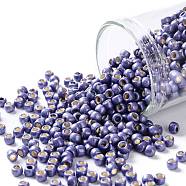 TOHO Round Seed Beads, Japanese Seed Beads, (PF567F) PermaFinish Purple Metallic Matte, 8/0, 3mm, Hole: 1mm, about 1110pcs/50g(SEED-XTR08-PF0567F)