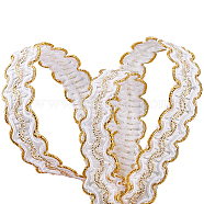 Sparkle Polyester Metallic Lace Trim, Wave Pettem, White, 1/2 inch(14mm), about 13.12 Yards(12m)/Card(OCOR-WH0074-93B)