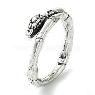 Snake Alloy Open Cuff Rings, Lead Free & Cadmium Free, Antique Silver, 7mm, Inner Diameter: 18mm(RJEW-K275-82AS)