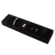 Velvet Covered MDF Bracelet Display Tray, Jewelry Tray Bracelet Organizer Holder, Rectangle, Black, 34.2x8.6x3.6cm(BDIS-WH0002-12A)