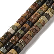 Natural Picasso Jasper Beads Strands, Disc, Heishi Beads, 6~6.5x3~3.5mm, Hole: 1.2mm, about 120pcs/strand, 15.75''(40cm)(G-Q161-D01-02)