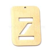 Ion Plating(IP) 304 Stainless Steel Pendants, Rectangle with Alphabet, Hollow, Letter.Z, 32x22x1mm, Hole: 1.5mm(STAS-K216-49Z-G)