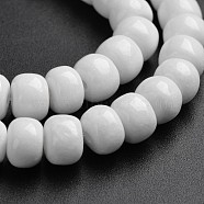 Natural Mashan Jade Column Bead Strands, Dyed & Heated, White, 8x6mm, Hole: 1mm, about 70pcs/strand, 15.75 inch(G-E266-02B)