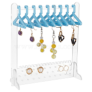 Elite 1 Set Acrylic Earring Display Stands, Clothes Hanger Shaped Earring Organizer Holder with 10Pcs Sky Blue Hangers, Clear, Finish Product: 15x5.25x16cm(EDIS-PH0001-57)