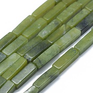 Natural Jade Beads Strands, Cuboid, 12.5~13.5x3~5x3~4.5mm, Hole: 1mm, about 30~32pcs/strand, 15.1~15.9 inch(38.5~40.5cm)(G-F631-E03-04)