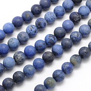 Frosted Round Natural Grade AA Sodalite Beads Strands, 4mm, Hole: 1mm, about 90pcs/strand, 15.3 inch(G-N0166-68-4mm)