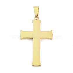 PVD Vacuum Plating 304 Stainless Steel Pendants, Cross Charm, Religion, Golden, 46x28x3mm, Hole: 9.4x4.7mm(STAS-Z080-10G)