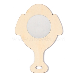 Wooden Cosmetic Mirrors, with DIY Wooden Appearance, Round Mirrors with Fish, BurlyWood, 12.9x8.7x0.3cm, Hole: 5x12mm(DIY-B017-02)