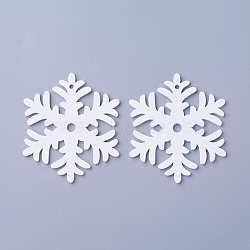 Poplar Wood Pendants, Dyed, Snowflake, White, 65x56.5x3mm, Hole: 2.5mm(WOOD-O004-12B)