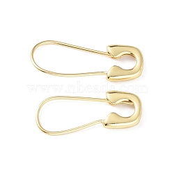 Safety Pin Shape Rack Plating Brass Hoop Earrings for Woman, Long-Lasting Plated, Lead Free & Cadmium Free, Real 18K Gold Plated, 28x10.5x3mm, Pin: 1mm(EJEW-F310-02G)