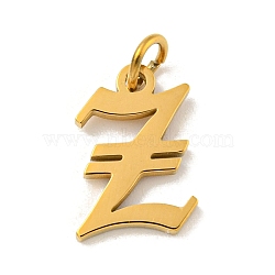 Ion Plating(IP) 304 Stainless Steel Charms, Laser Cut, Golden, Letter Charm, Letter Z, 14x9.5x1.5mm, Hole: 3mm(STAS-I010-01G-Z)