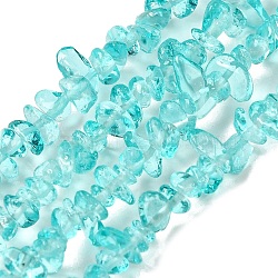 Transparent Glass Beads Strands, Imitation Gemstone, Nuggets, Cyan, 2.5~4x3~12x2~4mm, Hole: 0.5mm, 30.71''(78cm)(GLAA-P060-01C-19)